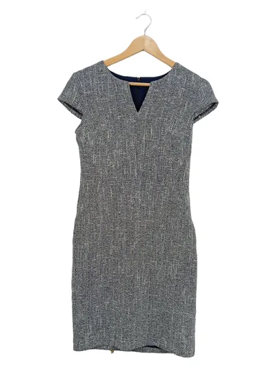 Banana Republic Businesskleid Damen Gr. 2P/34 Grau Meliert Tweed