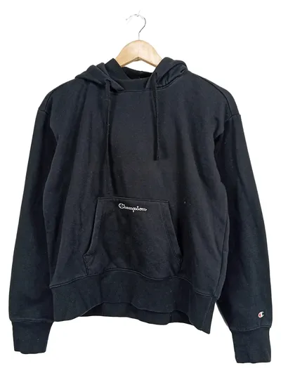 Champion Damen Kapuzenpullover Hoodie Gr. M Schwarz Streetwear Logo