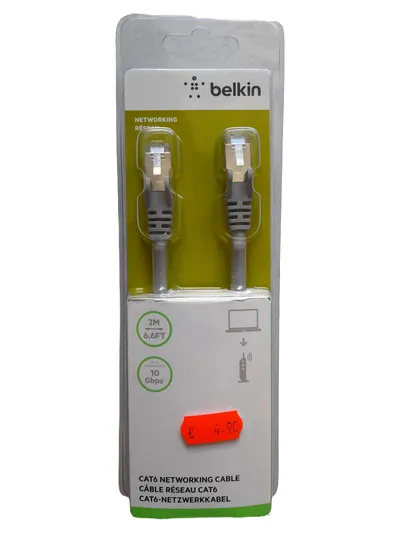 Belkin CAT6 Netzwerkkabel 2M Grau Computer Verbindungskabel LAN Ethernet Kabel