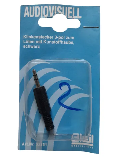 Bleil Klinkenstecker 3-pol zum Löten mit Kunststoffhaube Schwarz Audiokabel