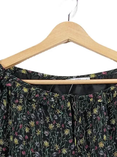 EDCO Damen Bluse Langarm Blumenmuster Raffungen Schwarz Gr. S