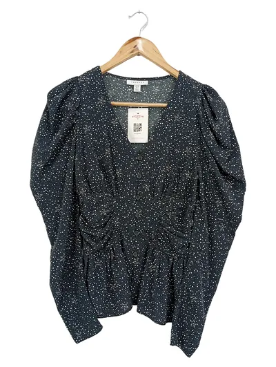 TOPSHOP Bluse Damen 36/S Blau gepunktet Casual Modern Langarm