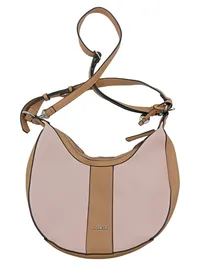L.CREDI Damen Umhängetasche Rosa Beige Leder Crossbody Hobo Bag 1