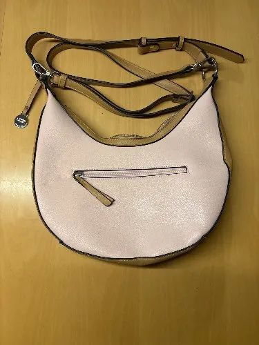 L.CREDI Damen Umhängetasche Rosa Beige Leder Crossbody Hobo Bag