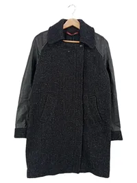 COMPTOIR DES COTONNIERS Klassischer Mantel Damen 38/M Schwarz Leder Wolle 1