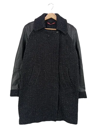 COMPTOIR DES COTONNIERS Klassischer Mantel Damen 38/M Schwarz Leder Wolle