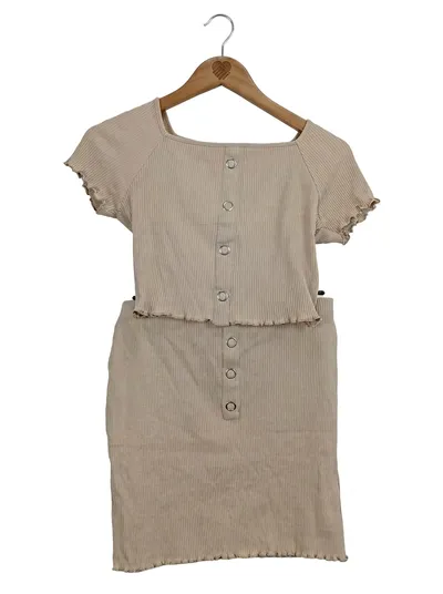 NA-KD Damen Twin Set Shirt Rock Gr. 38 Beige Rippstrick