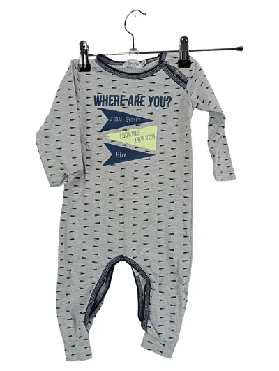 Dirkje Baby Body Strampler Gr. 74 Grau Schriftzug Jungen Baumwolle