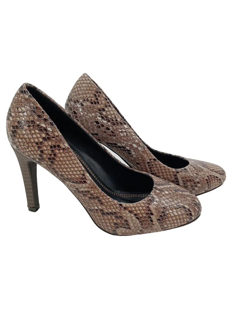 BELLE WOMEN Pumps Damen Gr. 36 Braun Schlangenmuster Elegant High Heels 1