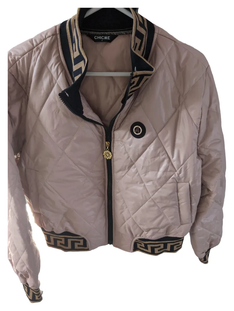 CHICME Steppjacke Damen Rosa Gr. 40/L Casual Modisch Gesteppt Reißverschluss 1