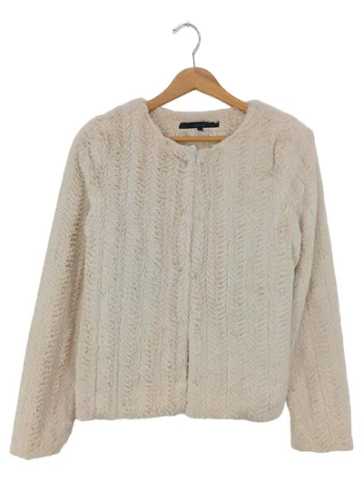 MINIMUM Damen Leichte Jacke Faux Fur Gr. 34/XS Beige Elegant Klassisch