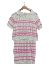 Miss Selfridge Damen Twin Set Gr. 36 Shirt Rock Mehrfarbig Gestreift Lochmuster 1