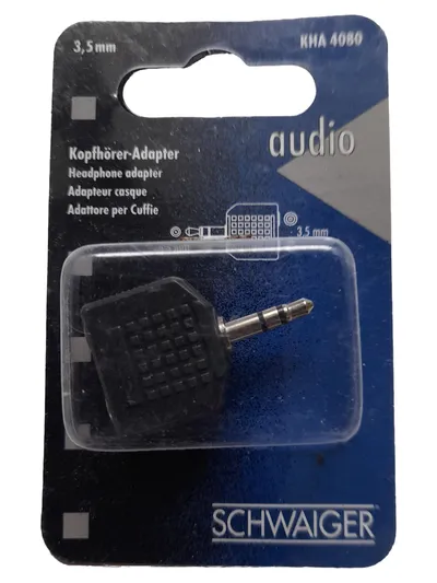 Schwaiger KHA 4080 Kopfhörer Adapter Audio Splitter 3,5 mm Klinke Schwarz