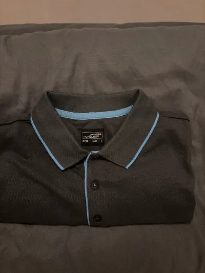 James & Nicholson Poloshirt Herren Grau Kurzarm Baumwolle Gr. L