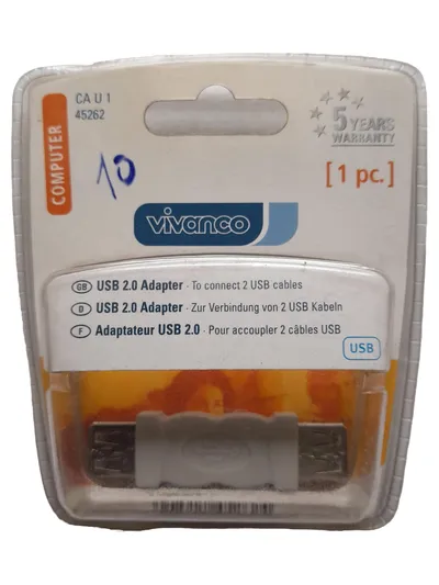 Vivanco USB 2.0 Adapter Grau Buchse zu Buchse Verbinder Kupplung