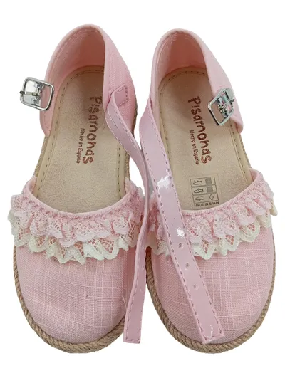 Pisamonas Mädchen Ballerinas Espadrilles Rosa Spitze Gr. 26 Made in Spain