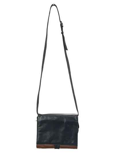 FUNBAG Damen Umhängetasche Schwarz Leder Vintage Casual 22x18cm