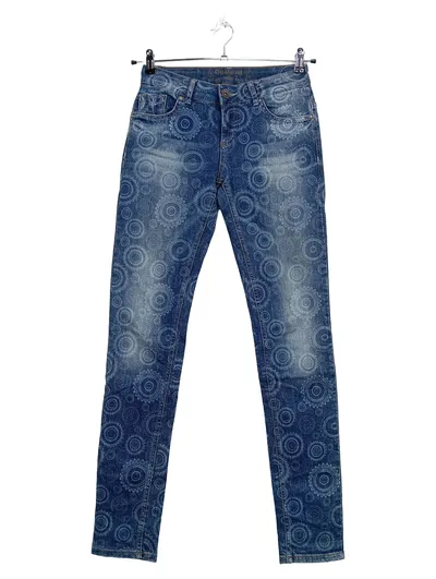 Desigual Jeans Slim Fit Damen Blau Geometrisch Gr. W26 L32 Polyester Boho