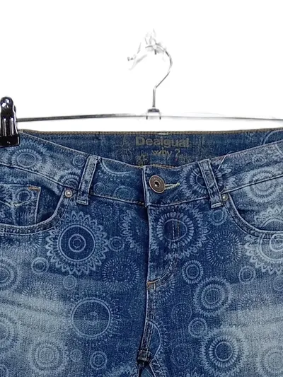 Desigual Jeans Slim Fit Damen Blau Geometrisch Gr. W26 L32 Polyester Boho