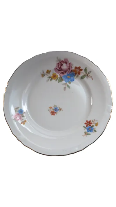 BAREUTHER Kuchenteller Vintage Weiß Blumenmuster Porzellan Teller
