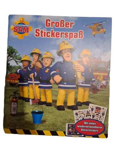 Feuerwehrmann Sam Stickerbuch Kinder Glitzersticker wiederverwendbar