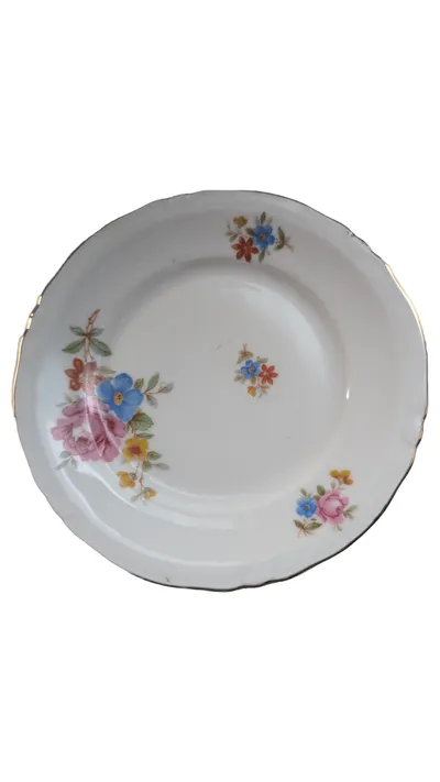BAREUTHER Kuchenteller Vintage Porzellan Weiß mit Blumenmuster Teller