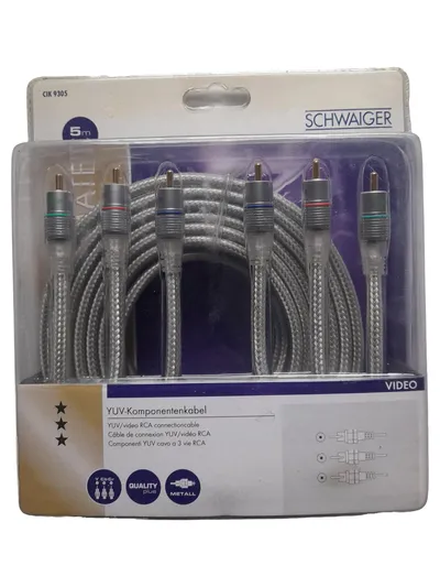 Schwaiger YUV-Komponentenkabel Videokabel 5m Silber RCA Cinch