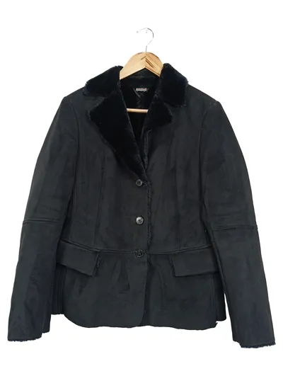 CINQUE Damen Felljacke Gr. 36/S Schwarz Klassisch Elegant Herbst Winter