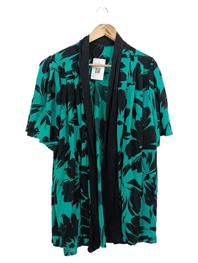GOLDFISH Damen Morgenmantel 40/L Grün Schwarz Floral Vintage Kimono