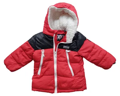 DKNY Kinder Steppjacke Gr. 86 (18 Monate) Rot Schwarz Casual Kapuze