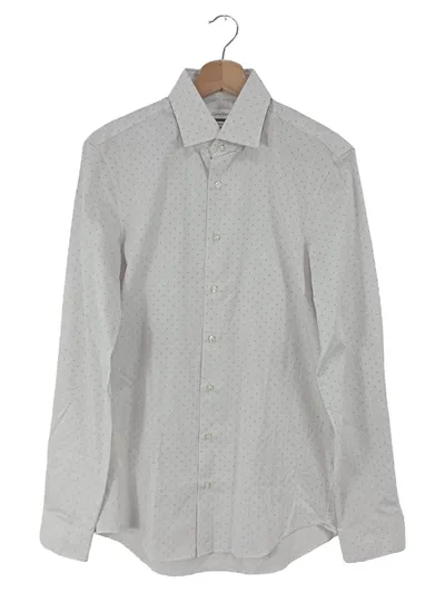 CALVIN KLEIN Business Hemd Herren Gr. 37/S Weiß gepunktet Langarm