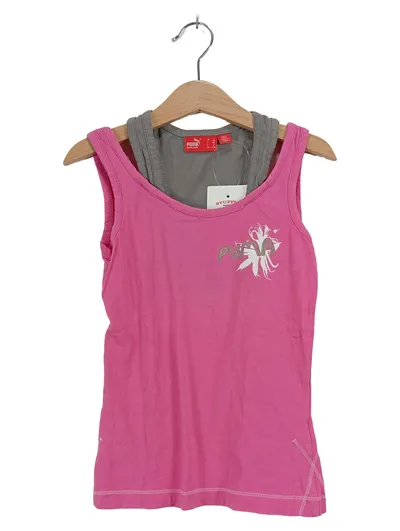 PUMA Mädchen Top Tank Shirt Gr. 128 Pink Sportlich Logo-Print