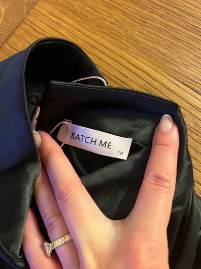 KATCH ME Cocktailkleid Damen Gr. 38 Schwarz Raffung Rückenfrei Elegant