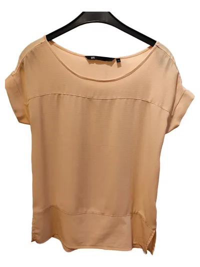 WE Damen Casual Top Shirt Beige Gr. 34/XS Viskose Kurzarm