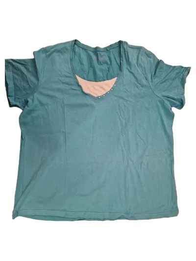 CANDA Damen T-Shirt Türkis Gr. 40/L Baumwolle Casual
