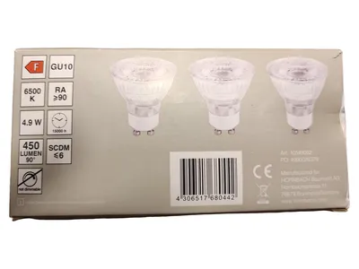 Hornbach LED Leuchtmittel GU10 4.9W 450lm 6500K Kaltweiß nicht dimmbar EEK F