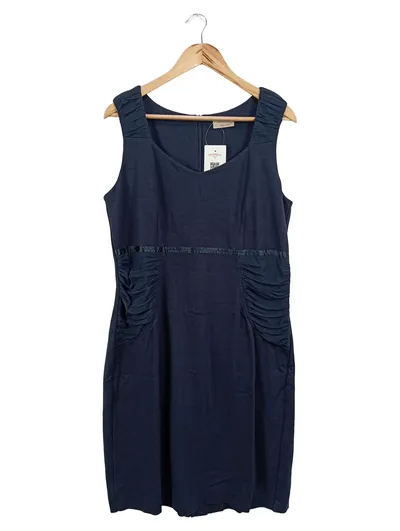 APRIORI Damen Businesskleid Gr. 44/XXL Blau Elegant Ärmellos Raffungen