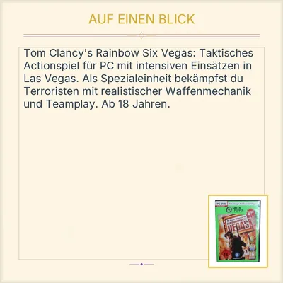Tom Clancy's Rainbow Six Vegas PC DVD Ubisoft Actionspiel USK 18