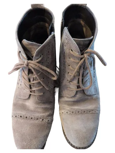 Gabor Damen Stiefelette Wildleder Braun Brogue Gr. 38 Schnürung