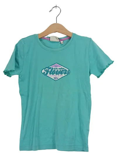 Tom Tailor Mädchen T-Shirt Gr. 128/134 Türkis Flowers Print Rüschen