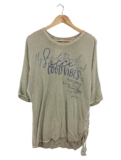 SOCCX Damen T-Shirt Beige Gr. 36;S Casual mit Schriftzug