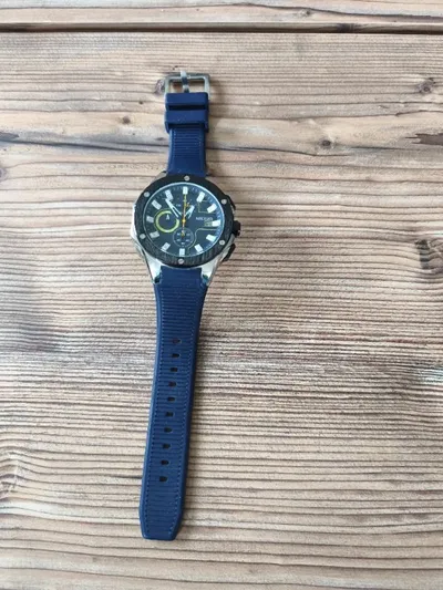 MEGIR Herren Chronograph Armbanduhr Sportuhr Schwarz Blau Edelstahl
