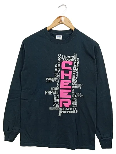 GILDAN Langarmshirt Damen 36/S Schwarz Sportlich Cheer Schriftzug Baumwolle