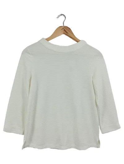 S.OLIVER BLACK LABEL Langarmshirt Damen Gr. 34/XS Weiß Basic Rippstrick
