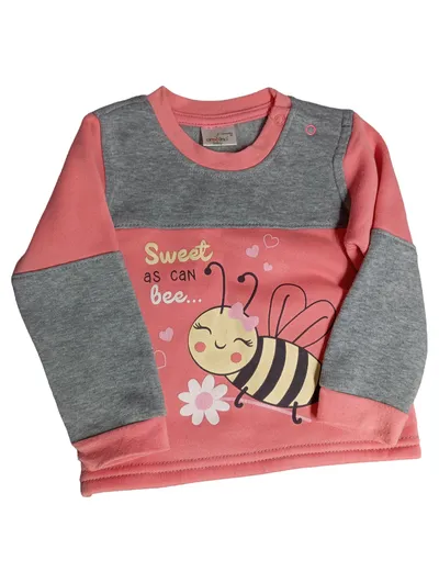 Orsolino Baby Mädchen Langarmshirt Biene Rosa Grau Gr. 80 9-12 Monate
