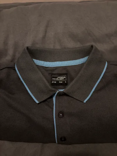 James & Nicholson Herren Poloshirt Grau L Kurzarm Baumwolle Casual Knopfleiste