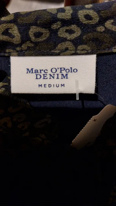 Marc O'Polo DENIM Blusenkleid Damen M Grün Blumenmuster Langarm
