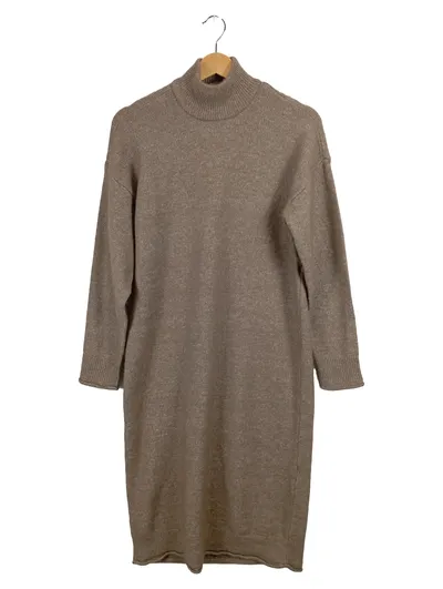 Vero Moda Strickkleid Schlauchkleid Rollkragen Meliert Beige Gr. XS 34