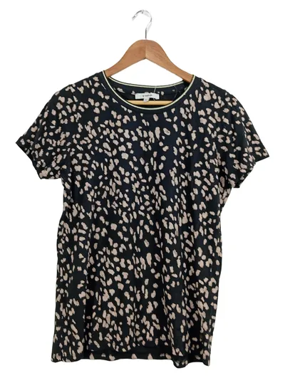 Garcia Damen T-Shirt Gr. 38/M Schwarz Mehrfarbig Tierdruck Kurzarm