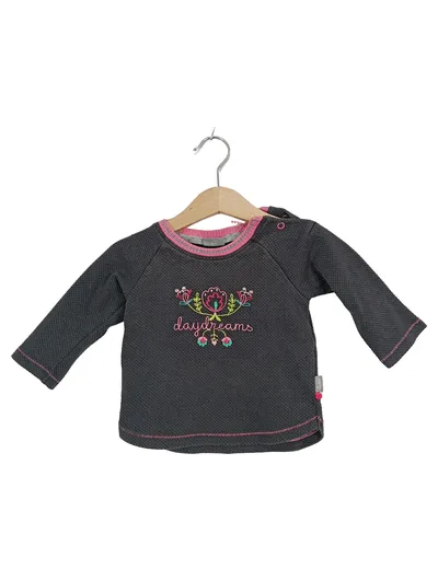 sigikid Mädchen Langarmshirt Gr. 74 Grau Blumen Stickerei daydreams